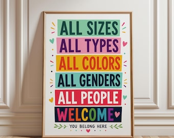 Inclusive Wall Art | LGBTQ & Neurodiversity Affirmation Poster | All People Welcome Printable Decor