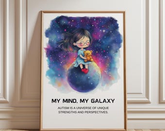 Girl Neurodiversity Print – Kid Autism Empowerment Wall Art (Digital Download)