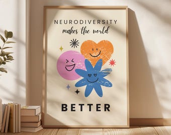Neurodiversity Makes The World Better Print: Abstract Joyful Art (Digital Download)