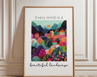 Autismus Bewusstsein, ADHS & Neurovielfalt Landschaft Poster | Inspirierende Wandkunst | Druckbares Dekor für Zuhause, Schule + Therapieräume