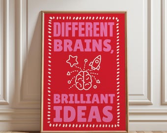 Different Brains Brilliant Ideas Poster | Autism Classroom Decor | Neurodiversity Wall Art | Inclusive Classroom