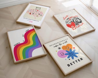 Autism Affirmation Posters – Neurodiversity Wall Art Bundle, Inclusive Classroom & Therapy Decor (Set of 4)