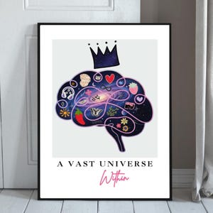 Cosmic Mind Map Art Print | Neurodiversity Brain Poster (Digital Download)