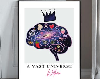 Creative Mind Wall Art, A Vast Universe Within Print, Psychology Decor, Neurodiversity Art, Therapist Office Decor