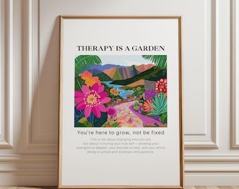 Therapy is a Garden Poster: Female Mental Health Counselor & Therapy Office Art