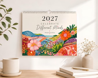 2027 Neurodiversity Calendar Printable | ADHD Autism Calendar | Neurodivergent Wall Art & Inclusive Decor | A4 A3 Digital Download |