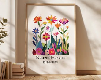 Self Acceptance Wall Art, Neurodiversity Is Beautiful Poster, Therapy Office Decor, Inclusive Art Print