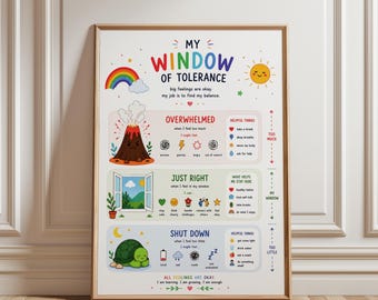 Window of Tolerance Poster for Kids – Emotional Regulation Chart (Digital Download)