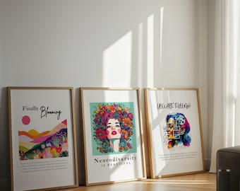 Neurodiversity Art Prints: Autism & ADHD Affirmation Poster Set (Digital Download)