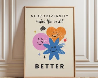 Celebrate Different Minds | Inclusive Classroom Decor | Kindness & Belonging Poster | Therapy Office Wall Art