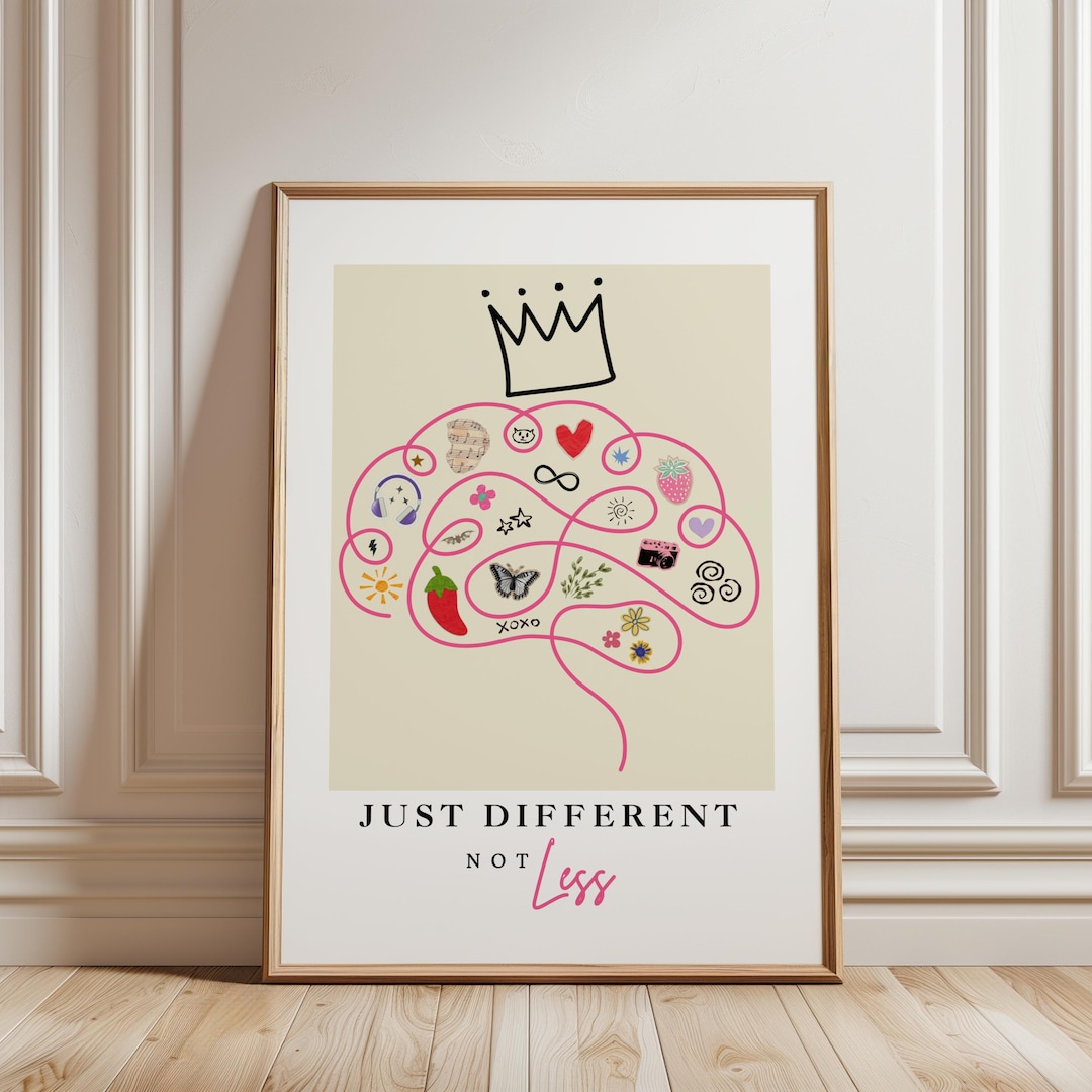 Just Different Not Less Poster | Neurodiversity Affirmation Wall Art ...