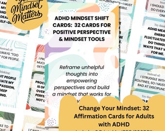 ADHD Affirmation Cards for Adults – Neurodivergent Mindset Shift Printable Download