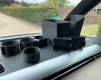 VW ID.Buzz 3D-Printed Console & Tray Accessories - Buzz Box Dividers, Cupholders, Money Storage, Card holder, Trashcan, Hidden Box