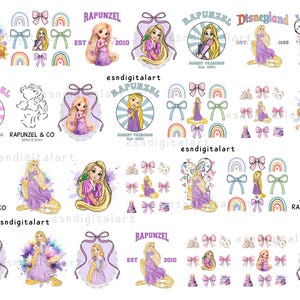 Rapunzel Png, Rapunzel Clipart Bundle, Baby Rapunzel Png, Watercolor Princess Rapunzel Print, Tangled Png, Rapunzel Sublimation, Digital