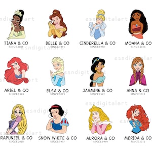 Princess SVG Bundle, Svg Files For Cricut, Cinderella, Belle, Ariel, Elsa, Rapunzel, Cricut, Sublimation Design, Princess Cut File Layered