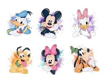 Aquarell Maus und Freunde Png Bundle, Maus und Freunde Clipart, magisches Königreich Png, Familienreise Png, Sublimationsdesign