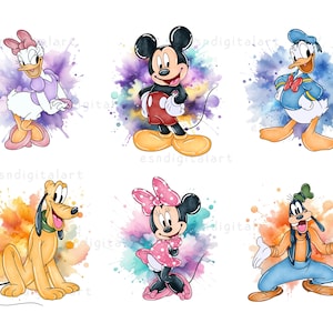 Watercolor Mouse and Friends Png Bundle, Family Trip Png, Family Vacation, Watercolor Mouse Clipart Printable, Digital Download File