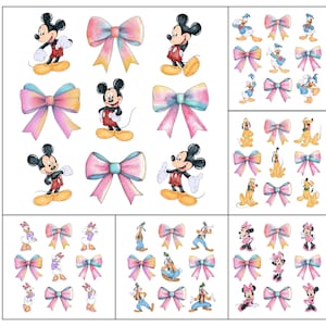 Mouse and Friends Coquette Bow Png, Watercolor Mouse Clipart, Family Trip Png, Mouse Ribbon Png, Family Vacation Png, Digital Download