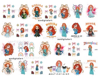 Princess Merida Png, Merida Clipart Bundle, Brave Princess, Watercolor Clipart Set, Merida Print, Brave Clipart, Digital Download