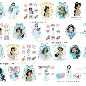 Jasmine Clipart, Princess Jasmine Png, 35 Files Digital Download, Jasmine Sublimation, Aladdin Clipart, Princess Printable, Instant Download