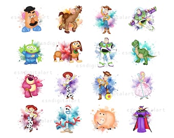 Toy Story Aquarell Png Bundle, digitale Clipart Bundle, Woody Png, Buzz Lightjahre Png, druckbare Kunst, Jessie Png, Toy Story Digitaldruck