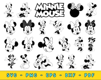 Paquete de archivos SVG de ratón, silueta de cabeza de ratón, clipart de ratoncita adorable, archivos de corte de ratón para Cricut, PNG vectorial de dibujos animados, sublimación de ratón