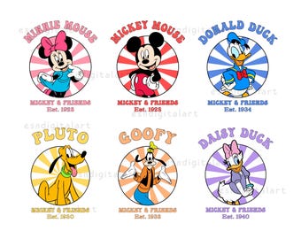 Mouse and Friends SVG Bundle, Magic Kingdom Svg, Family Trip Characters Svg, Mouse and Co. Est Png, Svg Files For Cricut, Digital Print