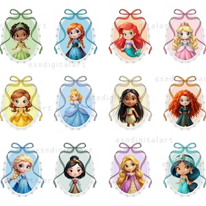 Watercolor Baby Princess Png Bundle, Cute Princess Girls Clipart, Coquette Bow Png, Family Trip Png, Family Vacation Png, Digital Download