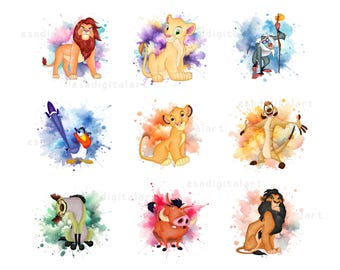 König der Löwen Aquarell Png, König der Löwen Clipart, Safari Tier Png, König der Löwen Clipart, Simba Png, Nala Png, Mufasa Png, Digitaldruck