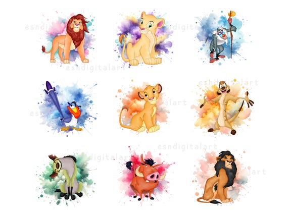 Lion King Watercolor Png, Lion King Clipart, Safari Animal Png, lion King Clipart, Simba Png, Nala Png, Mufasa Png, Digital Print