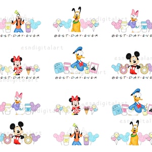 Mouse Friends Snacks Png Bundle, Watercolor Mouse Png, Best Day Ever Png, Cartoon Clipart, Family Trip Png, Family Vacation Png, Digital
