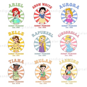 Princess SVG Bundle, Baby Princess Clipart Set, Ariel Snow White Cinderella Belle Aurora Rapunzel, Digital Download for Cricut Silhouette