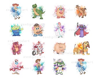 Toy Story Watercolor Clipart Png Bundle, Digital Download, Kids Trip Png, Family Trip Png, Toy Story Party, Toy Story Birthday, Sublimation