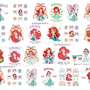 Little Mermaid Png Bundle, Princess Ariel Png, Princess Clipart Collection for Crafts, Little Mermaid Clipart, Mermaid Birthday, Sublimation