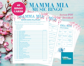 Mamma Mia Music Bingo Game: ABBA Party  - up to 40 players (Digital Download)