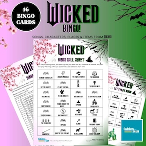 WICKED Bingo | Party Game for up to 16 players | Suitable for children or adults | Instant Download | Printable | Digital | UK