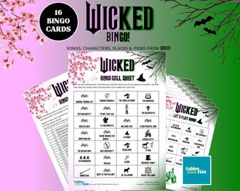 Wicked Bingo Game: Printable Party Game for up to 16 (Digital Download)