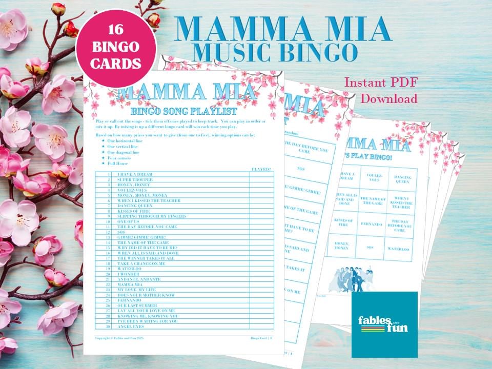 Mamma Mia Music Bingo Game: ABBA Party - up to 16 players (Digital Download)