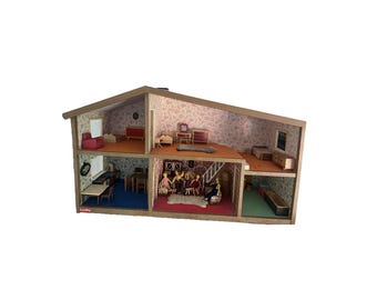 RARE *VINTAGE* 1970s Lundby of Sweden Gothenburg Doll House - furnished plus dolls