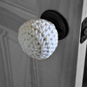 Padded Door Knob Cover Wall Protector Modern Design Crocheted Home Decor Custom Colors image 1