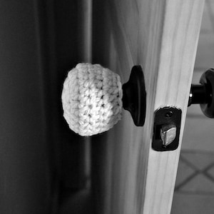 Padded Door Knob Cover Wall Protector Modern Design Crocheted Home Decor Custom Colors image 2