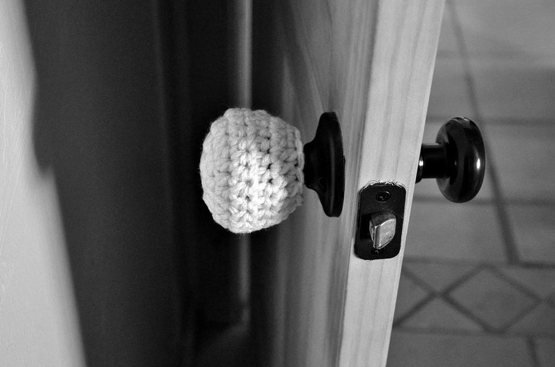 Padded Door Knob Cover Wall Protector Modern Design Crocheted Home Decor Custom Colors image 2