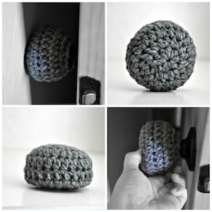 Padded Door Knob Cover Wall Protector Modern Design Crocheted Home Decor Custom Colors image 3