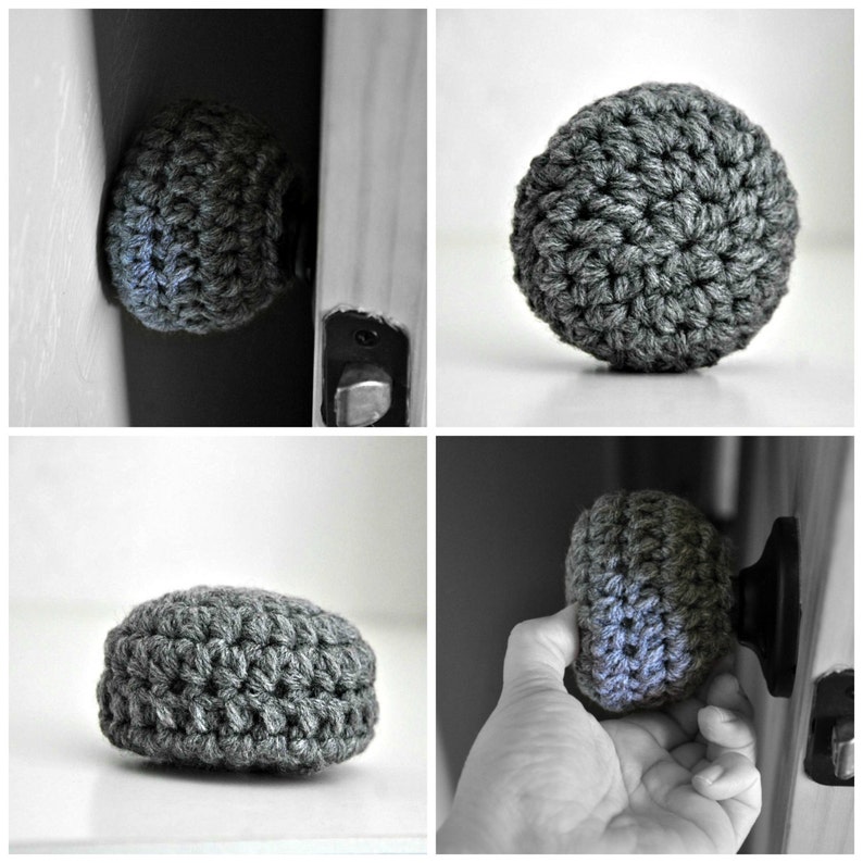 Padded Door Knob Cover Wall Protector Modern Design Crocheted Home Decor Custom Colors image 3