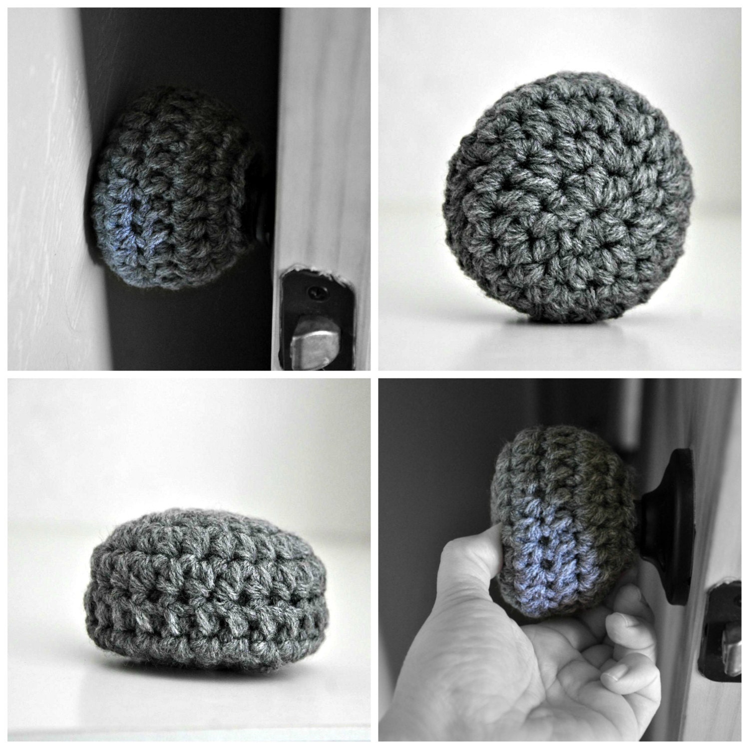 Padded Door Knob Cover Wall Protector Modern Design Crocheted Etsy