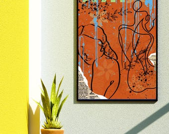 California Dreaming Boho Wall Art Printable – Retro Maximalist Digital Download – Abstract Collage for Eclectic Home Décor