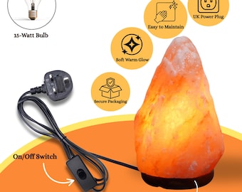 Handcrafted Himalayan Salt Lamp: Natural Pink Crystal with Wooden Base