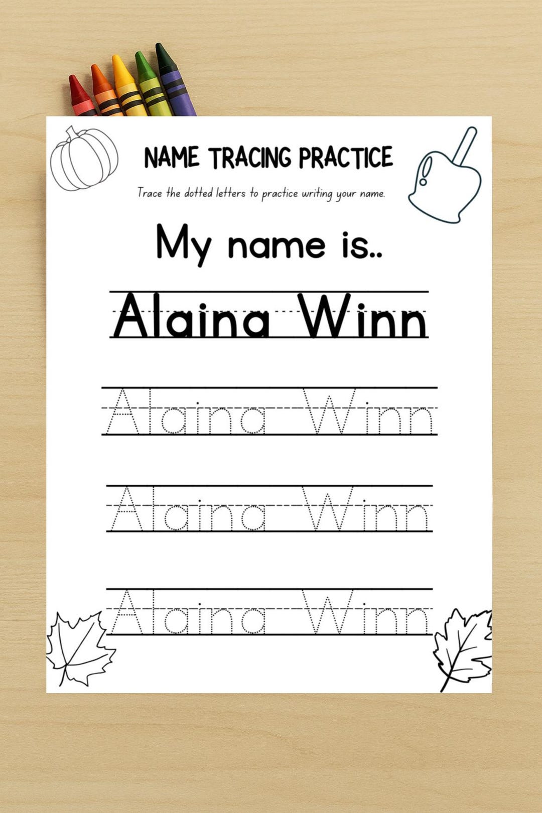Personalized Name Tracing Worksheet: Fall Handwriting Practice (PDF) - Etsy