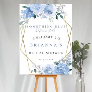 Custom &quot;Something Blue&quot; Bridal Shower Sign: Elegant Foam Board Decor