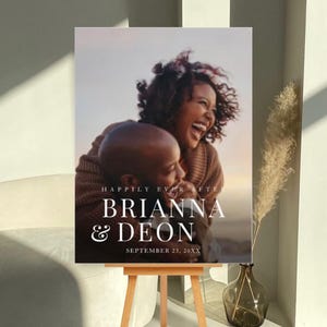 Letrero de bienvenida para boda personalizado con foto – Tablero de espuma personalizado – Elegante letrero de entrada para boda